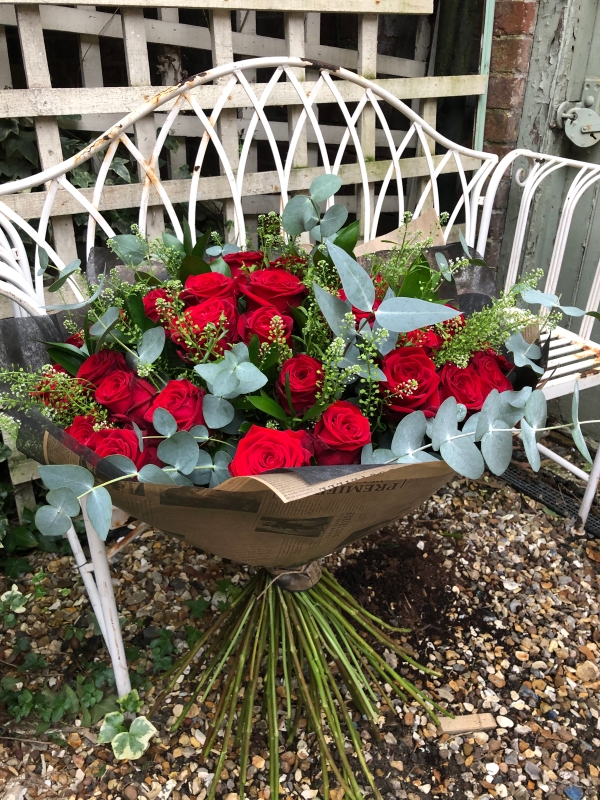 Rich Red Velvet Rose Bouquet