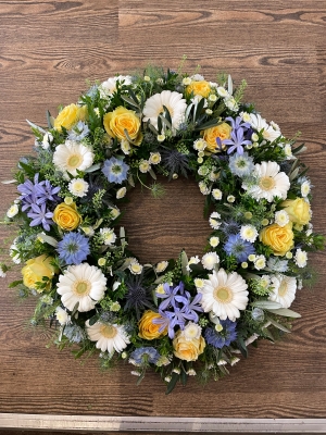 Blue, White & Yellow Wreath