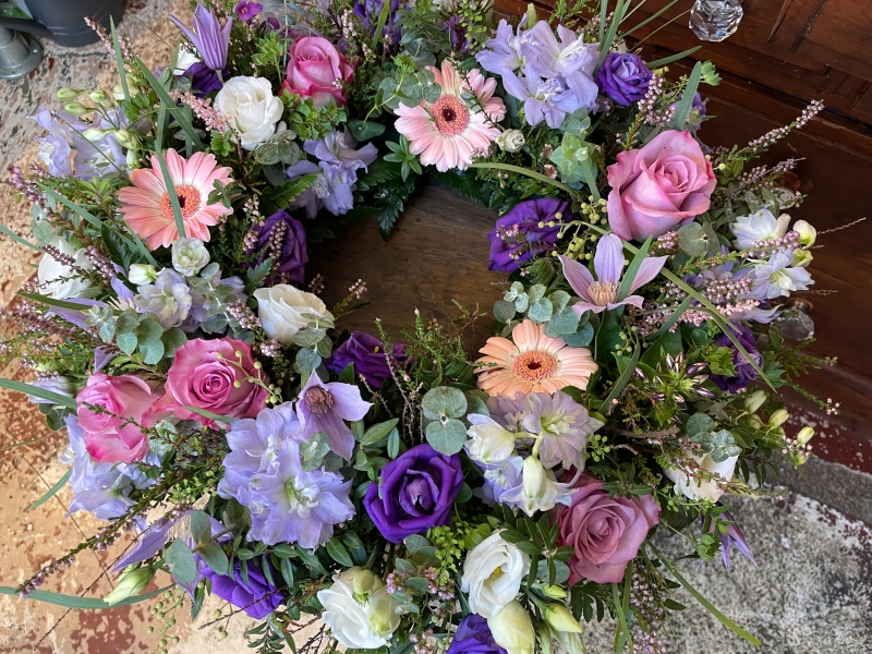 Pink & Lilac Garden style Wreath