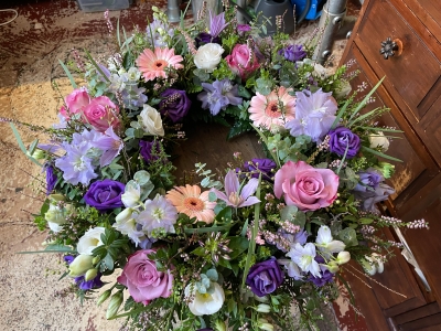 Pink & Lilac Garden style Wreath