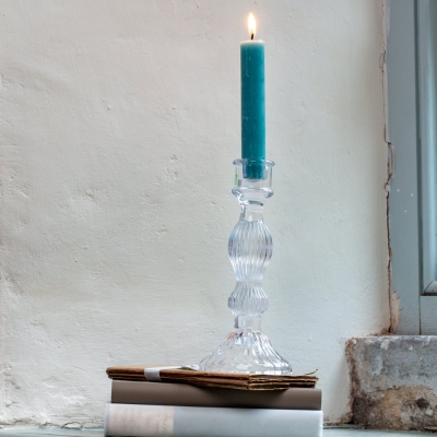 Glass Candlestick Bella Clear