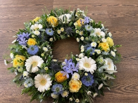 Blue, White & Yellow Wreath