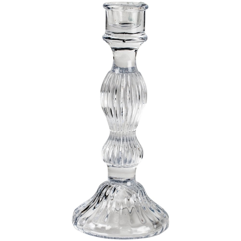 Glass Candlestick Bella Clear